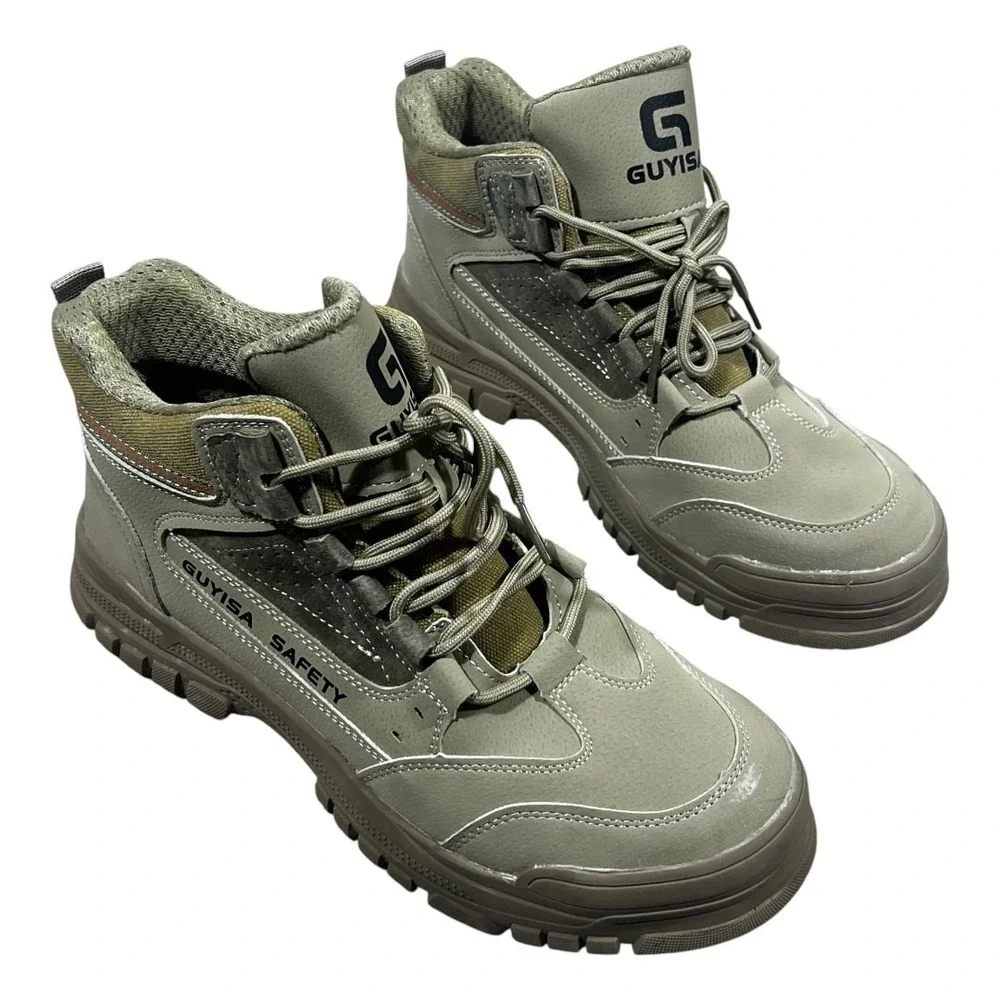 NEW Guyisa Safety Steel Toe Industrial Work Boots Olive Tactical Utility Size 45